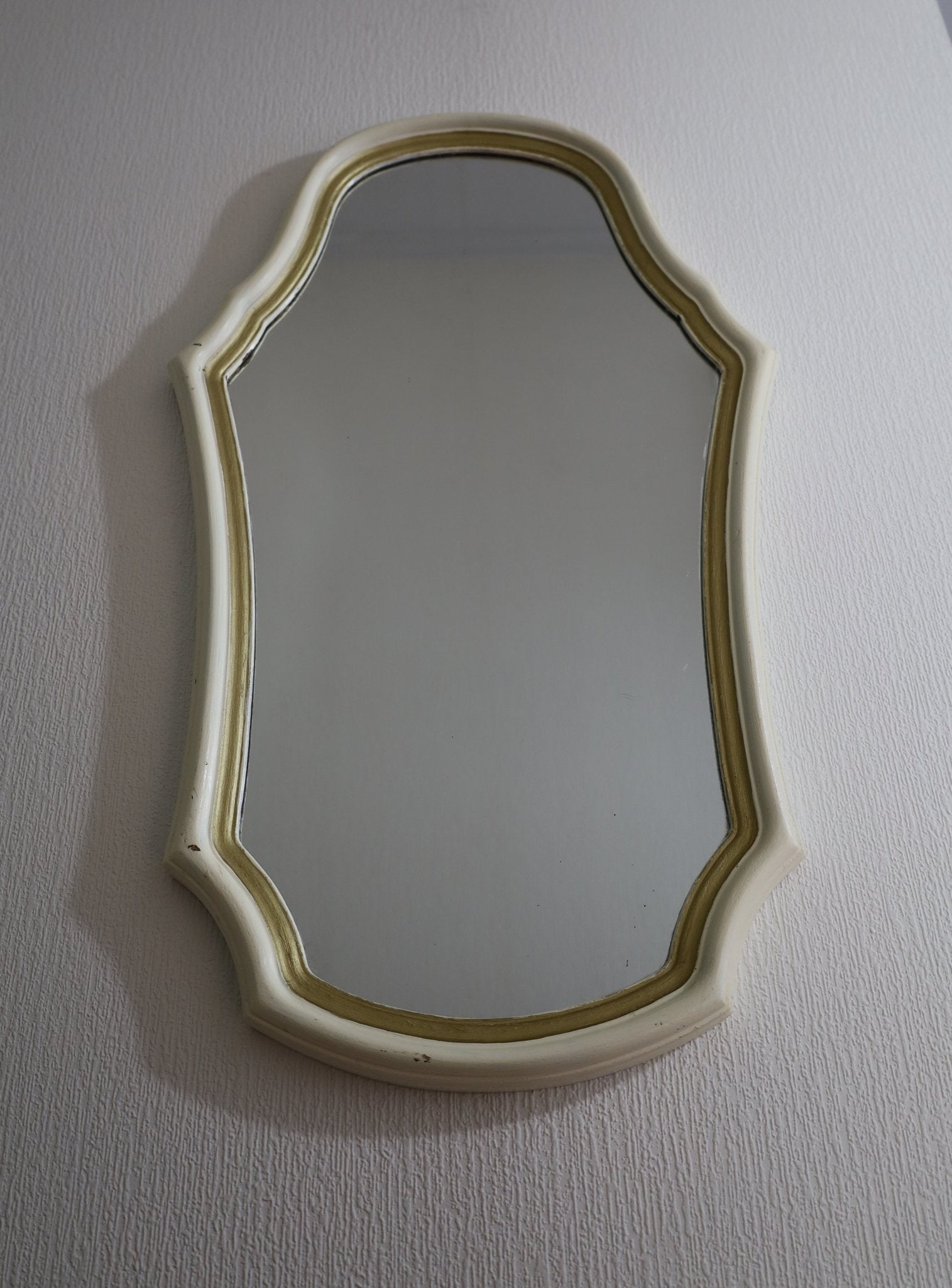 Wandspiegel Vintage Creme-Gold 62cm - Shabby Chic Spiegel Landhausstil {{ Shabby Chic und Landhaus Deko }} {{ www.Stein-Alt.de }}