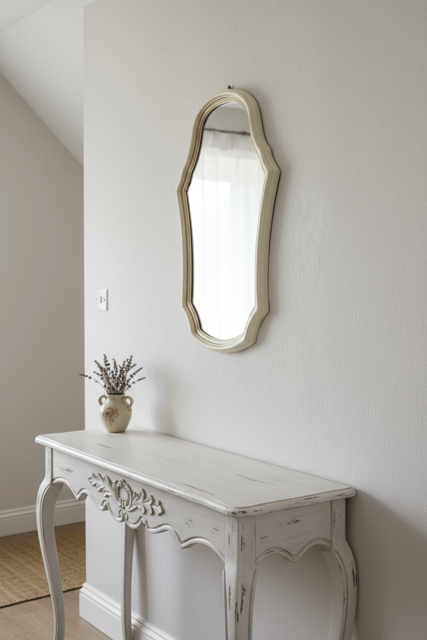 Wandspiegel Vintage Creme-Gold 62cm - Shabby Chic Spiegel Landhausstil {{ Shabby Chic und Landhaus Deko }} {{ www.Stein-Alt.de }}