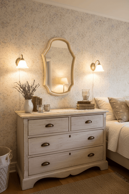 Spiegel Wandspiegel Vintage Creme-Gold 62cm - Shabby Chic Spiegel Landhausstil Shabby Chic und Landhaus Deko bei www.Stein-Alt.de