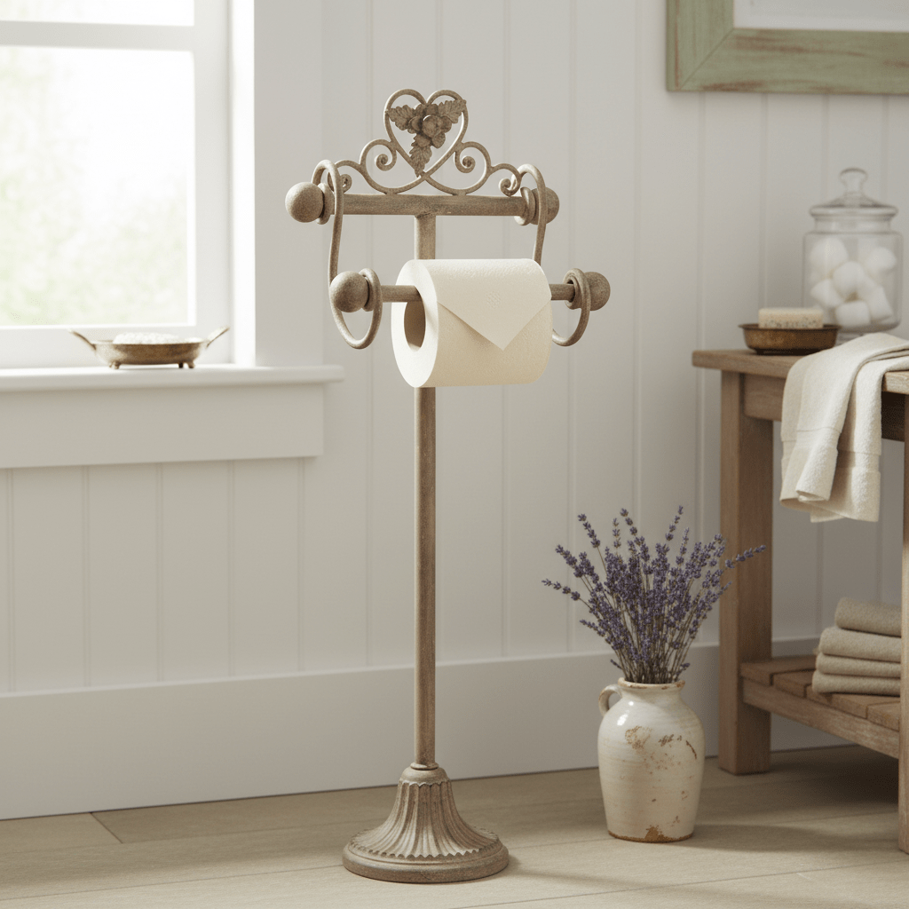 WC-Rollenhalter Shabby Chic Beige – Toilettenpapierständer im Landhausstil {{ Shabby Chic und Landhaus Deko }} {{ www.Stein-Alt.de }}