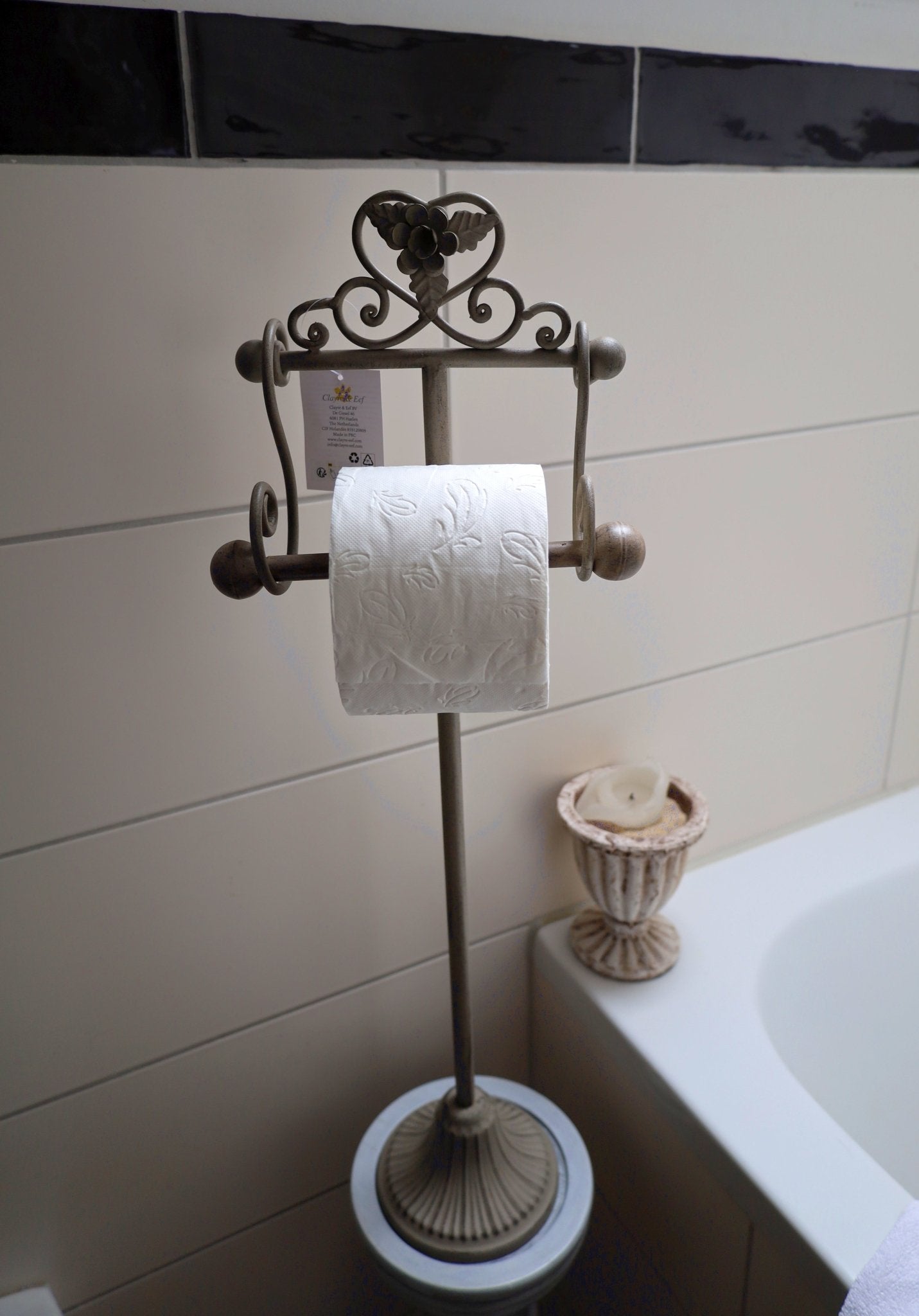 WC-Rollenhalter Shabby Chic Beige – Toilettenpapierständer im Landhausstil {{ Shabby Chic und Landhaus Deko }} {{ www.Stein-Alt.de }}