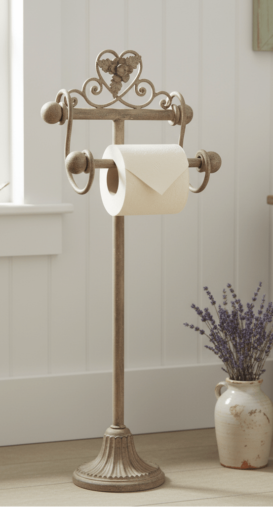 WC-Rollenhalter Shabby Chic Beige – Toilettenpapierständer im Landhausstil {{ Shabby Chic und Landhaus Deko }} {{ www.Stein-Alt.de }}