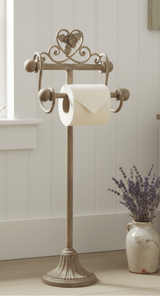 WC-Rollenhalter Shabby Chic Beige – Toilettenpapierständer im Landhausstil {{ Shabby Chic und Landhaus Deko }} {{ www.Stein-Alt.de }}