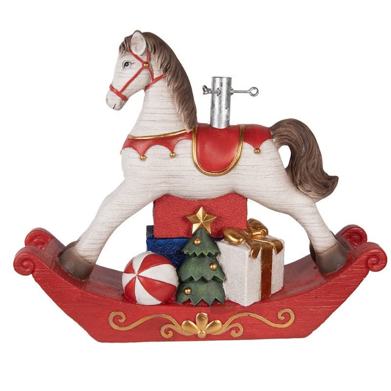 Weihnachtsbaumständer Schaukelpferd Weiß-Rot 73x21x61 cm - MGO im Landhausstil {{ Shabby Chic und Landhaus Deko }} {{ www.Stein-Alt.de }}