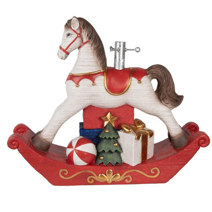 Christbaumständer Weihnachtsbaumständer Schaukelpferd Weiß-Rot 73x21x61 cm - MGO im Landhausstil Shabby Chic und Landhaus Deko bei www.Stein-Alt.de