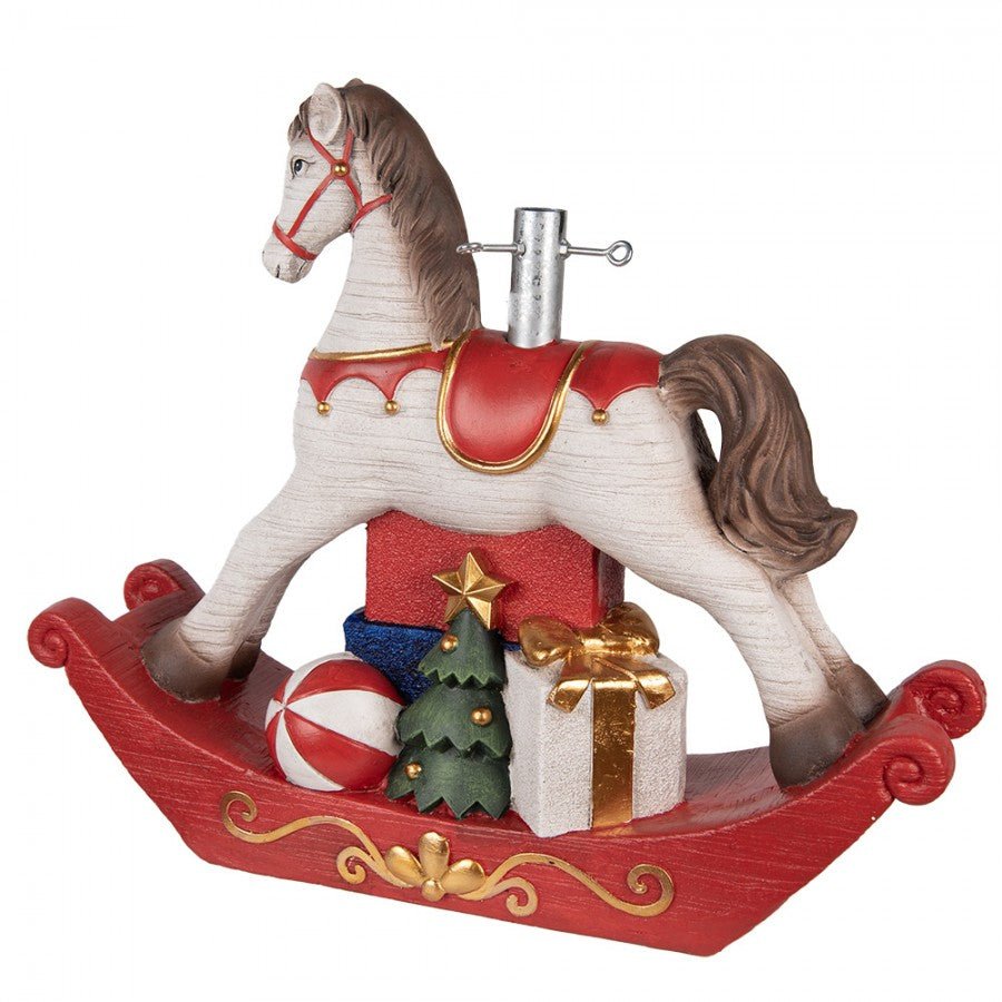 Weihnachtsbaumständer Schaukelpferd Weiß-Rot 73x21x61 cm - MGO im Landhausstil {{ Shabby Chic und Landhaus Deko }} {{ www.Stein-Alt.de }}