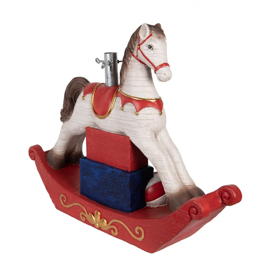 Weihnachtsbaumständer Schaukelpferd Weiß-Rot 73x21x61 cm - MGO im Landhausstil
