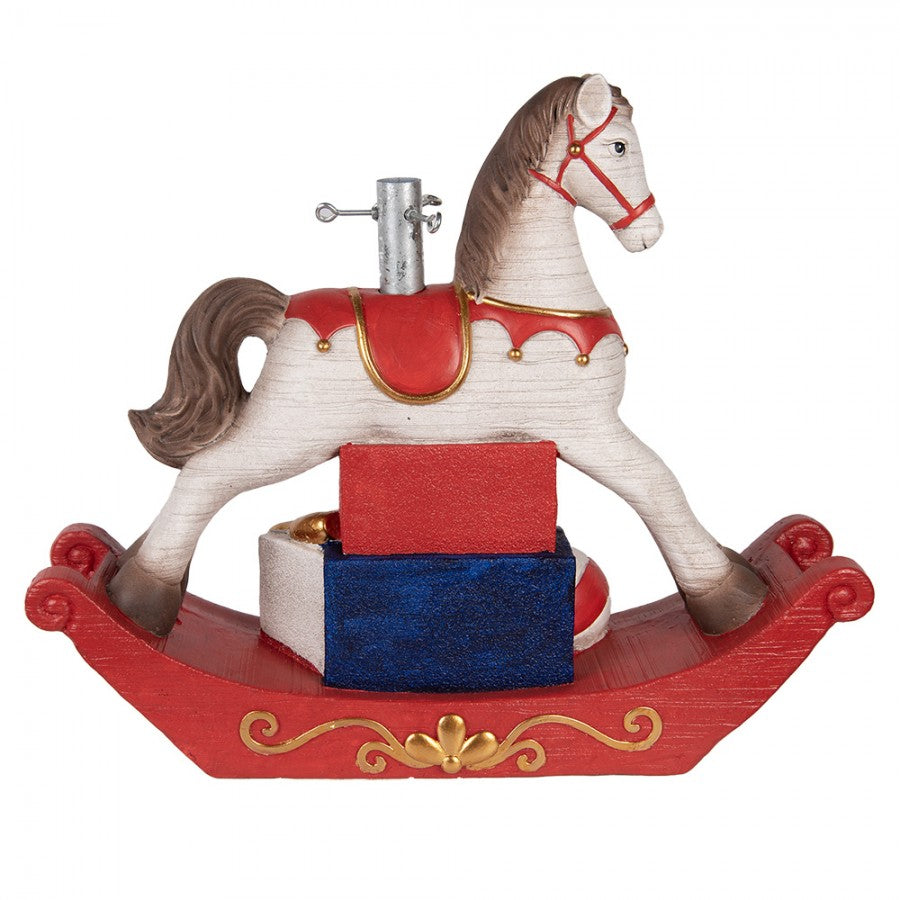 Weihnachtsbaumständer Schaukelpferd Weiß-Rot 73x21x61 cm - MGO im Landhausstil