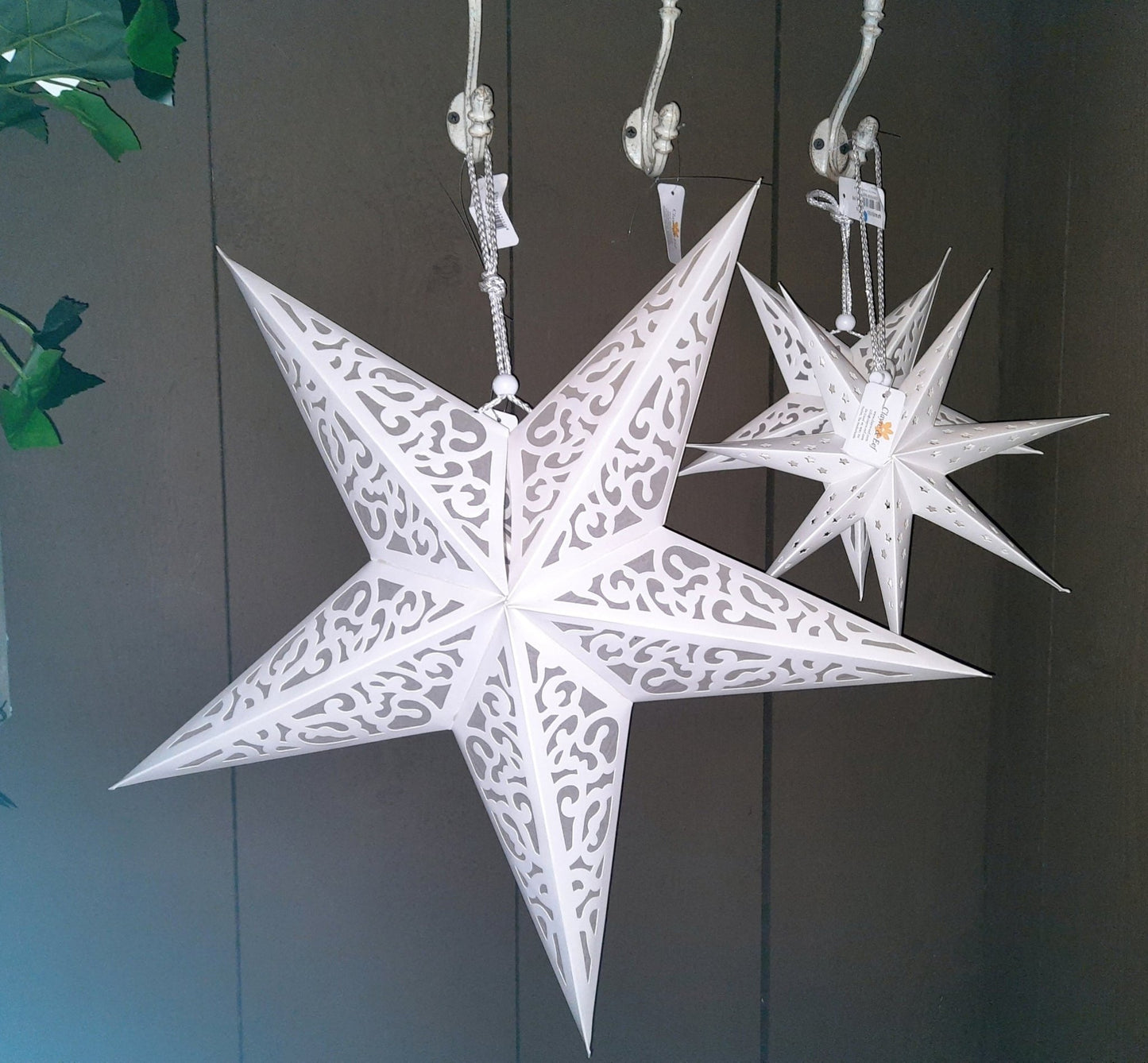 Weihnachtsstern Papier Weiß - Winterdeko Landhausstil Clayre & Eef {{ Shabby Chic und Landhaus Deko }} {{ www.Stein-Alt.de }}