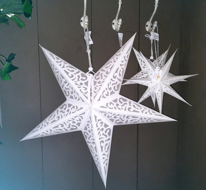 Stern Weihnachtsstern Papier Weiß - Winterdeko Landhausstil Clayre & Eef Shabby Chic und Landhaus Deko bei www.Stein-Alt.de