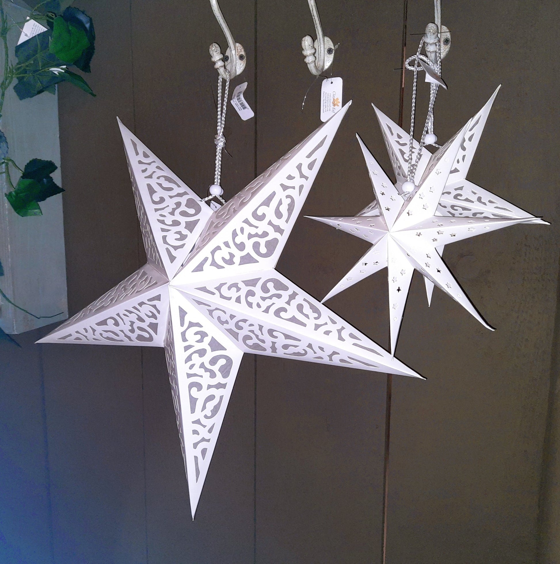 Weihnachtsstern Papier Weiß - Winterdeko Landhausstil Clayre & Eef {{ Shabby Chic und Landhaus Deko }} {{ www.Stein-Alt.de }}