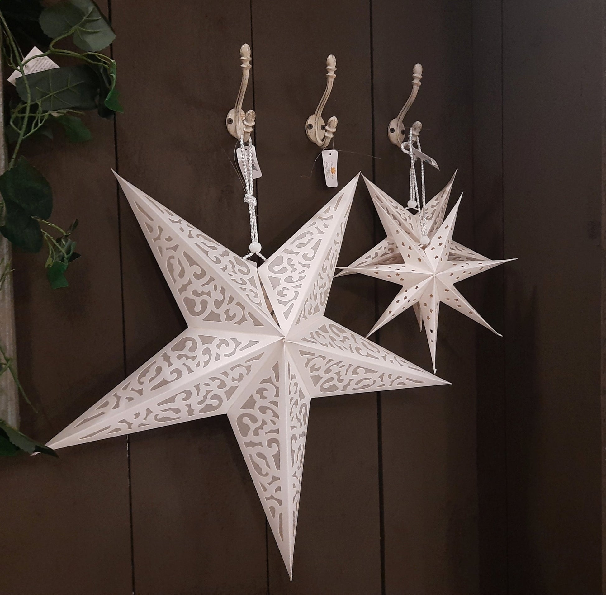 Weihnachtsstern Papier Weiß - Winterdeko Landhausstil Clayre & Eef {{ Shabby Chic und Landhaus Deko }} {{ www.Stein-Alt.de }}