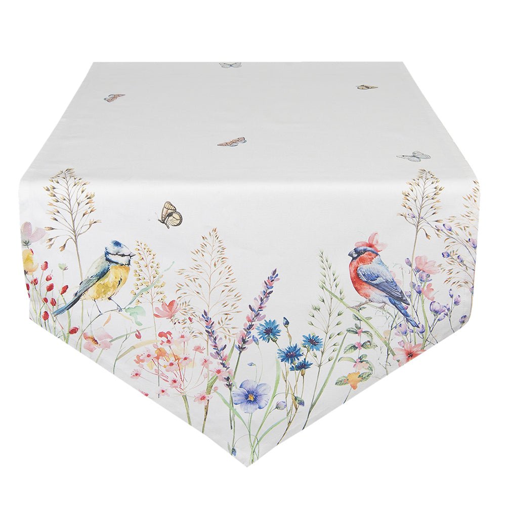 Weiße Tischdecke Baumwolle Landhausstil - Tischband Frühling Sommer Shabby Chic Tischläufer 50 x 160 {{ Shabby Chic und Landhaus Deko }} {{ www.Stein-Alt.de }}