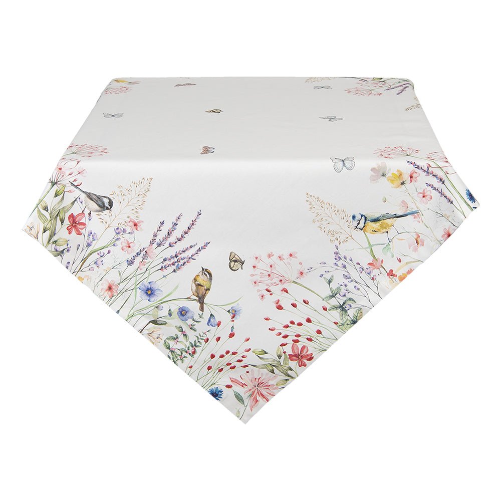 Weiße Tischdecke Baumwolle Landhausstil - Tischband Frühling Sommer Shabby Chic {{ Shabby Chic und Landhaus Deko }} {{ www.Stein-Alt.de }}
