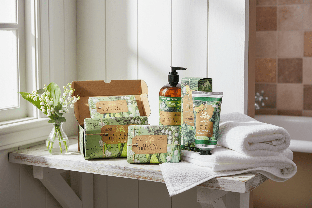 Wellness Set Maiglöckchen - Duschgel, Seife & Handcreme 3-teilig {{ Shabby Chic und Landhaus Deko }} {{ www.Stein-Alt.de }}