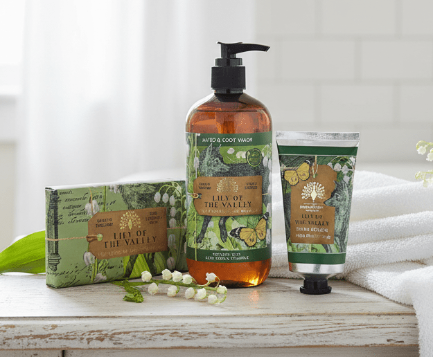 Wellness Set Maiglöckchen - Duschgel, Seife & Handcreme 3-teilig {{ Shabby Chic und Landhaus Deko }} {{ www.Stein-Alt.de }}