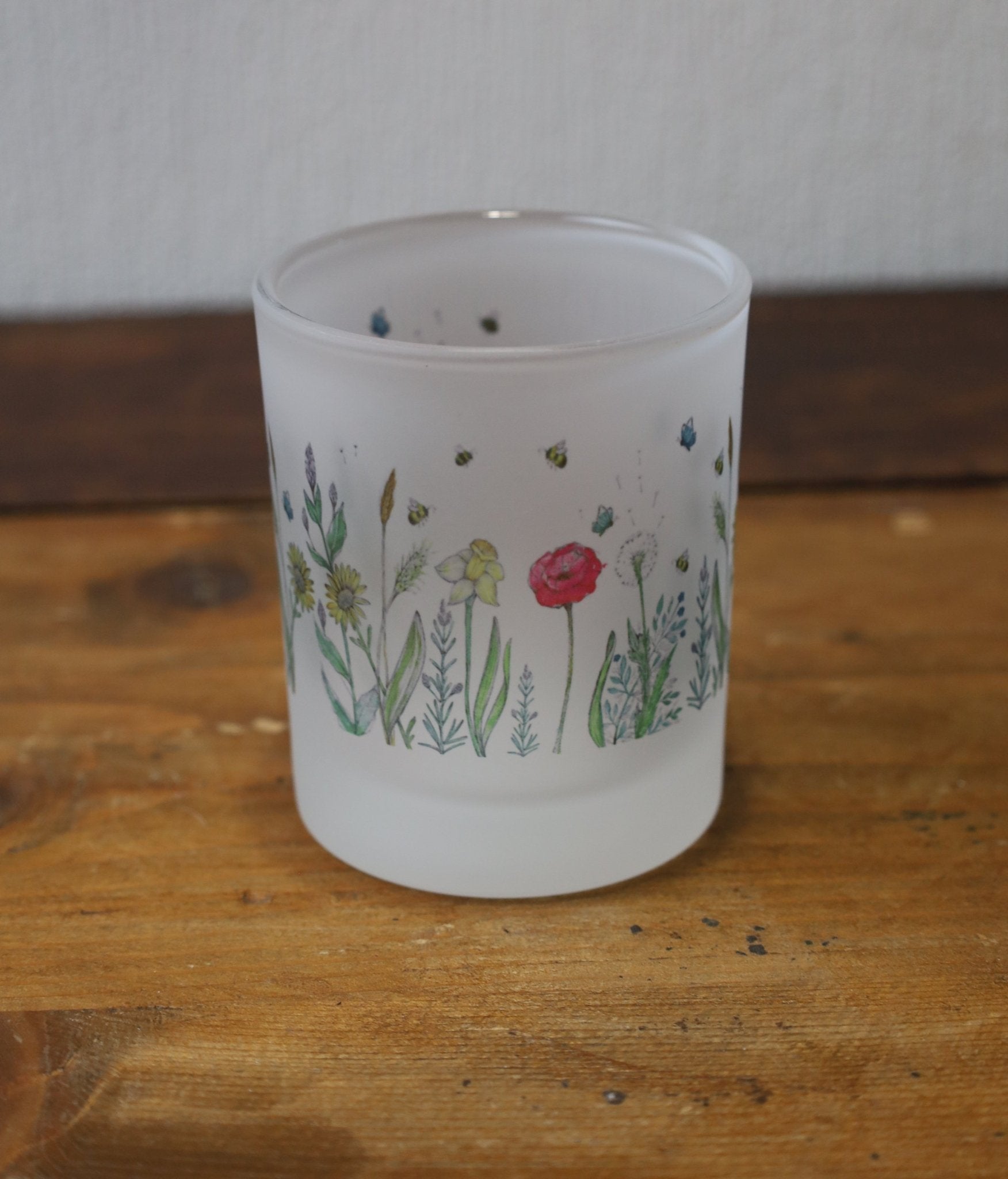 Windlicht aus satiniertem Glas mit tierischen und floralen Motiven {{ Shabby Chic und Landhaus Deko }} {{ www.Stein-Alt.de }}