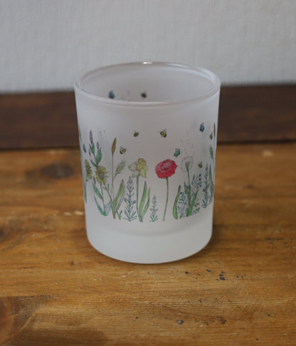 Teelicht Windlicht aus satiniertem Glas mit tierischen und floralen Motiven Shabby Chic und Landhaus Deko bei www.Stein-Alt.de
