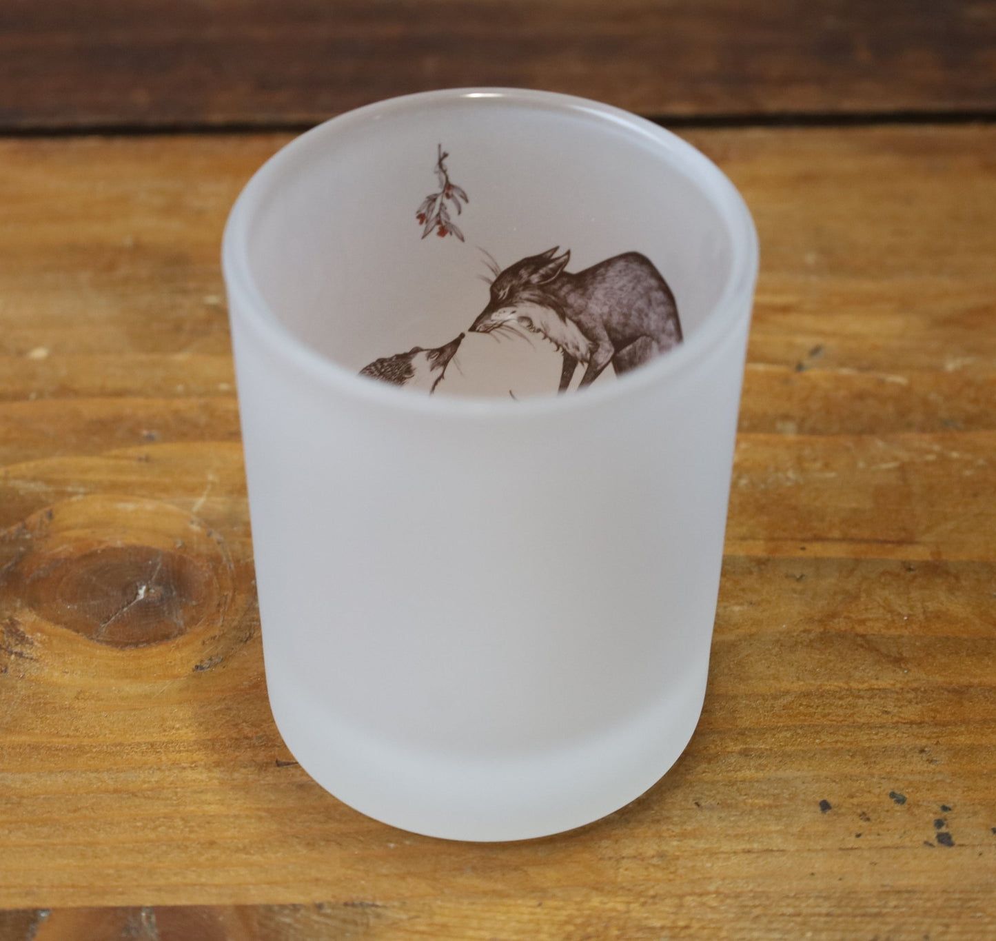 Windlicht aus satiniertem Glas mit tierischen und floralen Motiven {{ Shabby Chic und Landhaus Deko }} {{ www.Stein-Alt.de }}