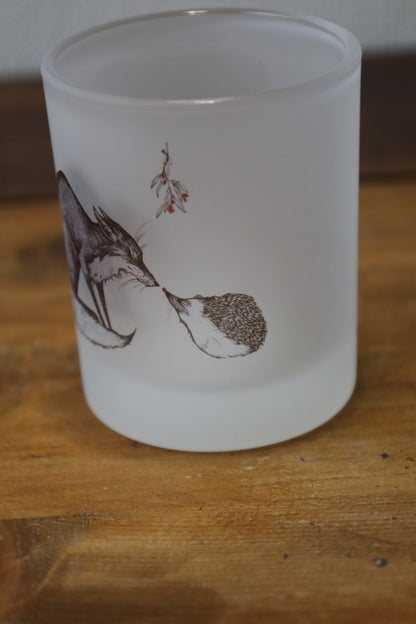 Teelicht Windlicht aus satiniertem Glas mit tierischen und floralen Motiven Shabby Chic und Landhaus Deko bei www.Stein-Alt.de