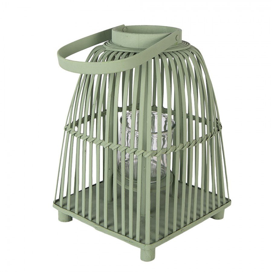 Windlicht Laterne Rattan Grün – Rund oder Eckig | Cottage & Landhausstil {{ Shabby Chic und Landhaus Deko }} {{ www.Stein-Alt.de }}