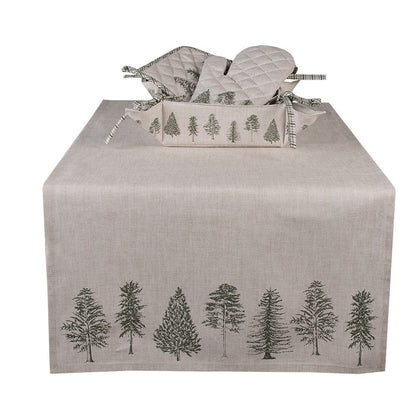 Tischdecken Winterliche Tischdecke Baumwolle Tannenbaum-Motiv Beige Grün – Landhaus-Stil Shabby Chic und Landhaus Deko bei www.Stein-Alt.de