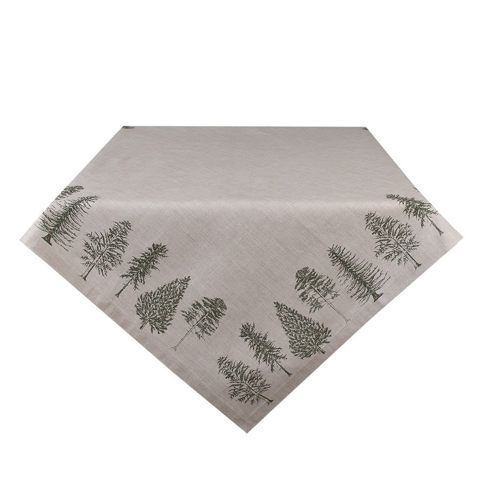 Winterliche Tischdecke Baumwolle Tannenbaum-Motiv Beige Grün – Landhaus-Stil Mittel 130 x 180 {{ Shabby Chic und Landhaus Deko }} {{ www.Stein-Alt.de }}