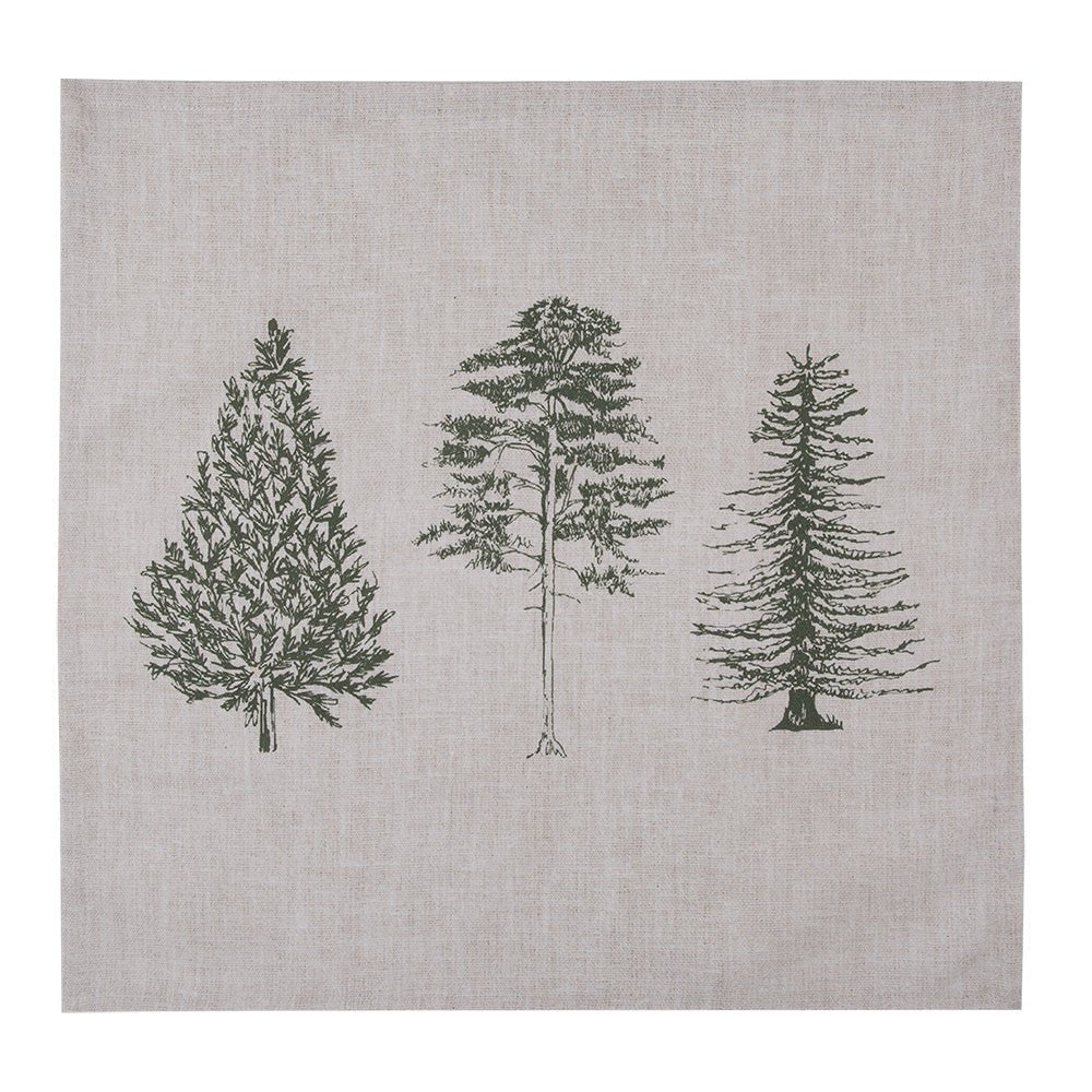 Winterliche Tischdecke Baumwolle Tannenbaum-Motiv Beige Grün – Landhaus-Stil {{ Shabby Chic und Landhaus Deko }} {{ www.Stein-Alt.de }}