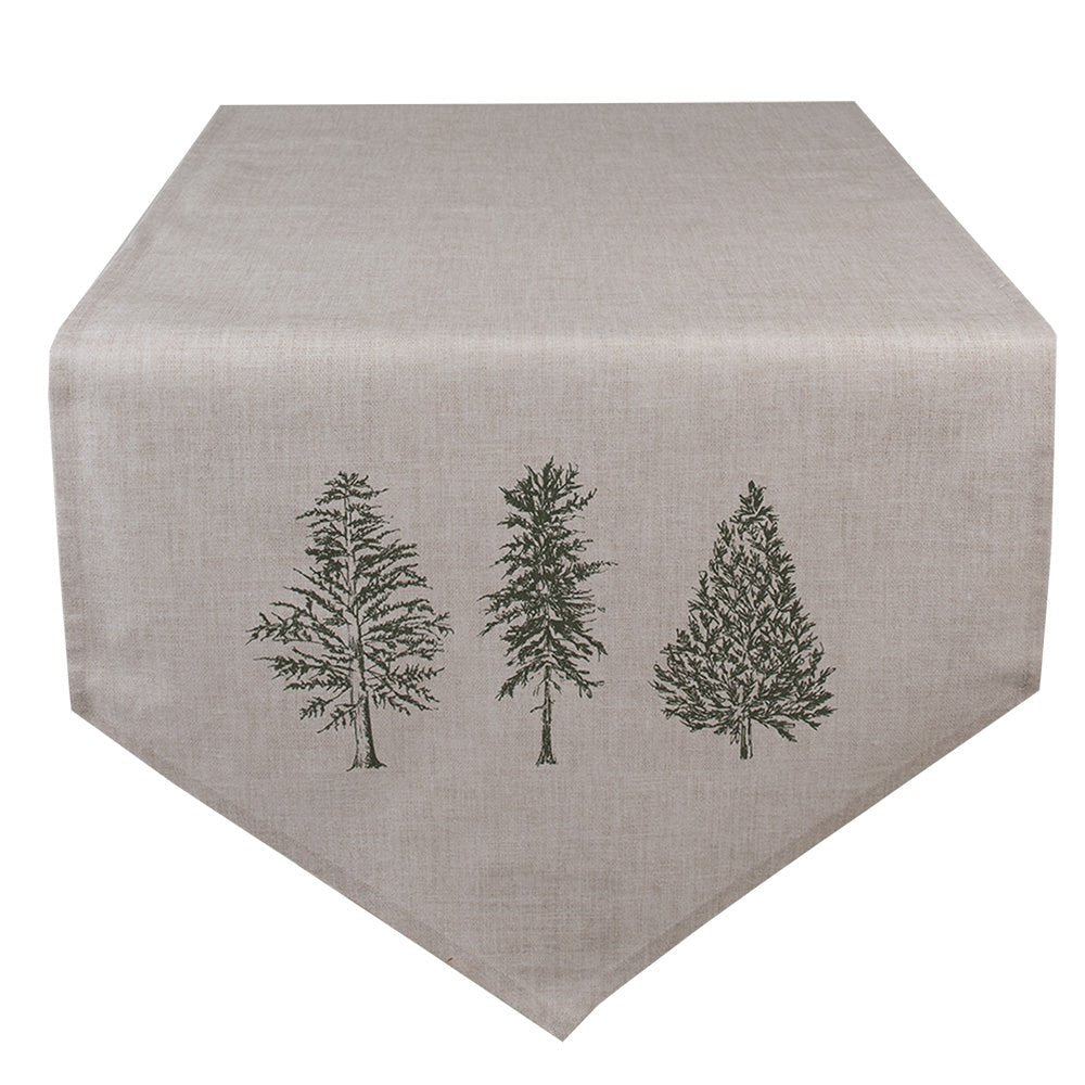 Winterliche Tischdecke Baumwolle Tannenbaum-Motiv Beige Grün – Landhaus-Stil {{ Shabby Chic und Landhaus Deko }} {{ www.Stein-Alt.de }}