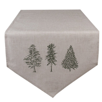 Tischdecken Winterliche Tischdecke Baumwolle Tannenbaum-Motiv Beige Grün – Landhaus-Stil Shabby Chic und Landhaus Deko bei www.Stein-Alt.de