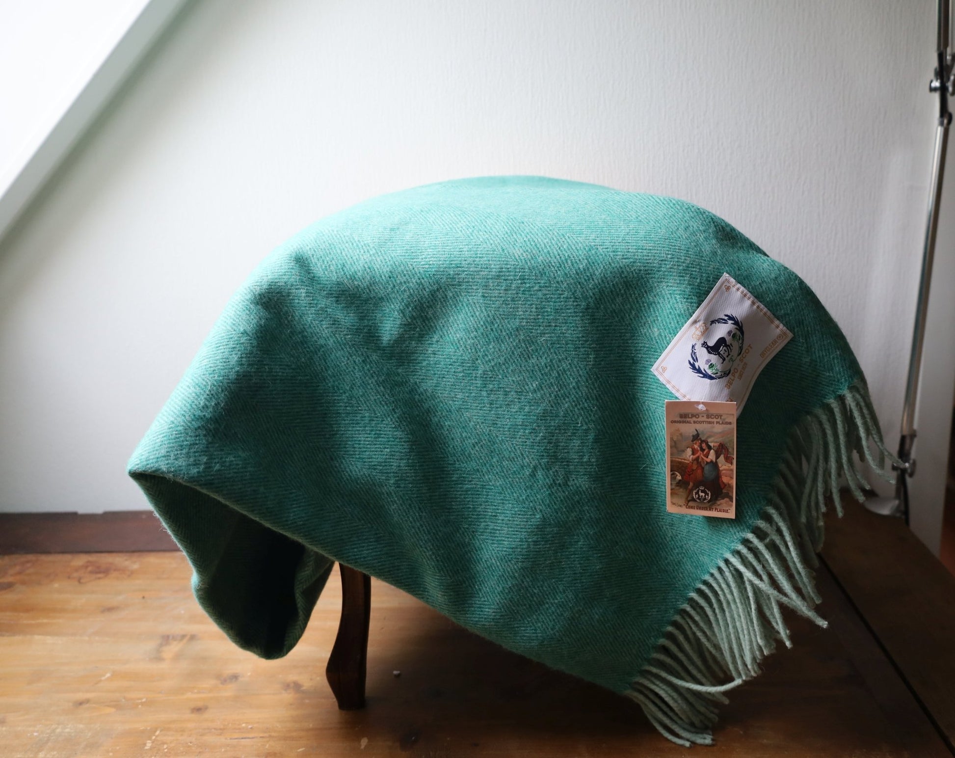 Wolldecke Grünblau Herringbone – 100% Recycelte Wolle Kuscheldecke {{ Shabby Chic und Landhaus Deko }} {{ www.Stein-Alt.de }}