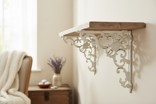 Regalkonsole Eisen in Weiß Landhausstil - Dekorative Wandhalterung für Regale & Blumenampeln {{ Shabby Chic und Landhaus Deko }} {{ www.Stein-Alt.de The cosy Cottage }}