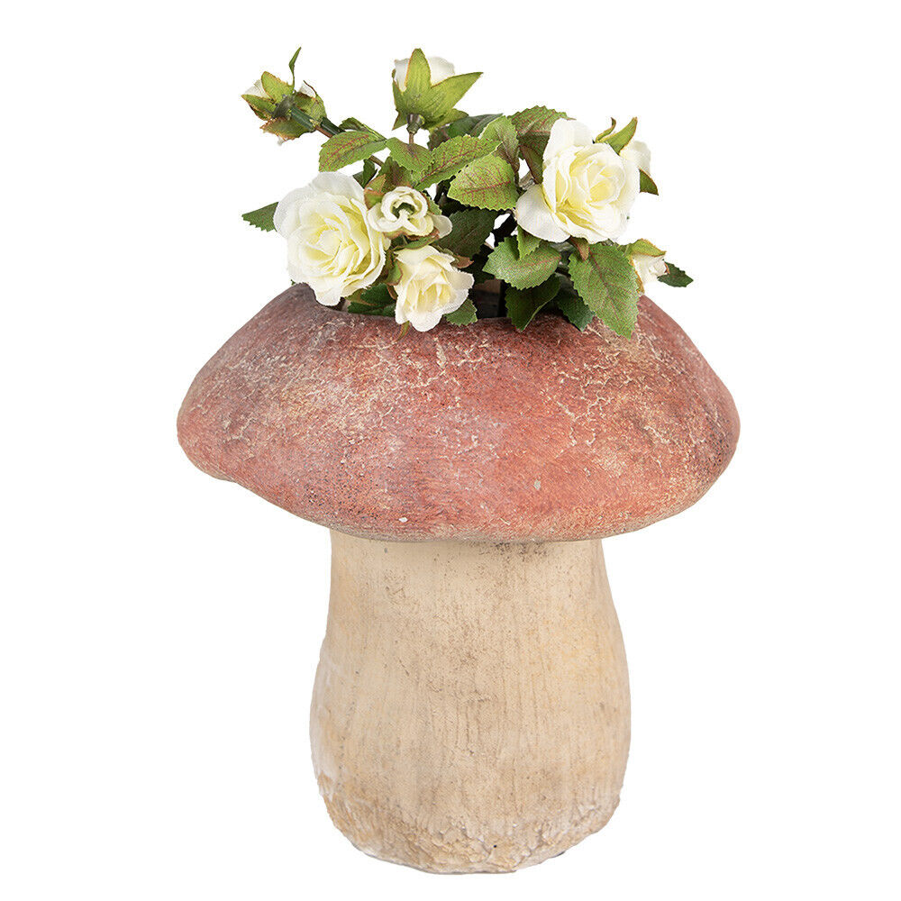 Herbstlicher Pilz Blumentopf & Kerzenhalter - Steinguss Deko Ø 15cm