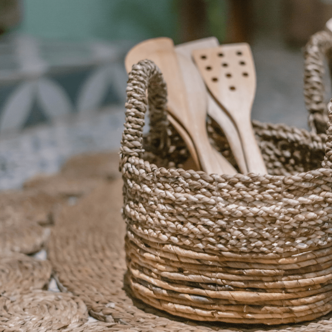 Aufbewahrungskorb Seegras mit Griffen – Handarbeit Rund Ø23-35cm {{ Shabby Chic und Landhaus Deko }} {{ www.Stein-Alt.de }}