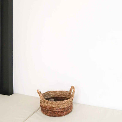 Korb Aufbewahrungskorb Seegras mit Griffen – Handarbeit Rund Ø23-35cm Shabby Chic und Landhaus Deko bei www.Stein-Alt.de
