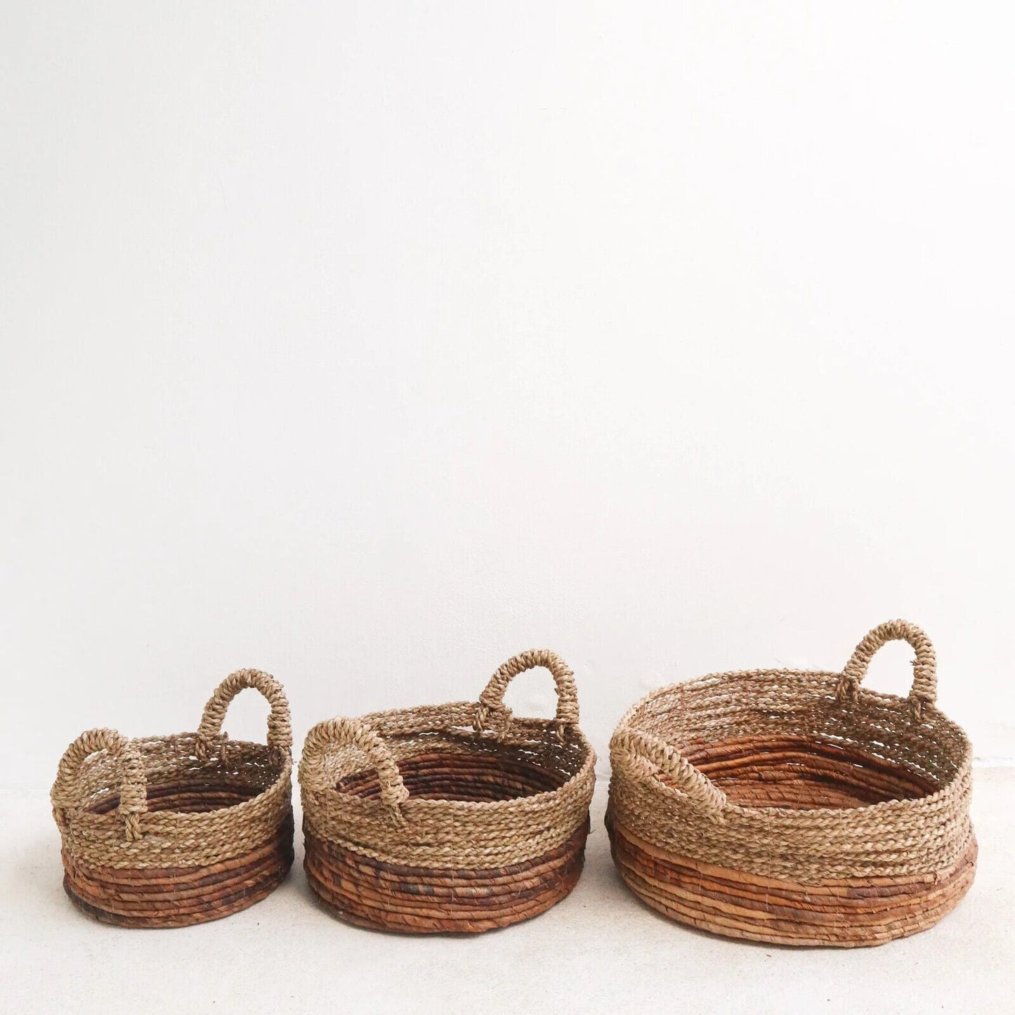 Aufbewahrungskorb Seegras mit Griffen – Handarbeit Rund Ø23-35cm L: 14 x 35 cm {{ Shabby Chic und Landhaus Deko }} {{ www.Stein-Alt.de }}