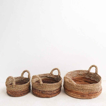 Korb Aufbewahrungskorb Seegras mit Griffen – Handarbeit Rund Ø23-35cm L: 14 x 35 cm Shabby Chic und Landhaus Deko bei www.Stein-Alt.de