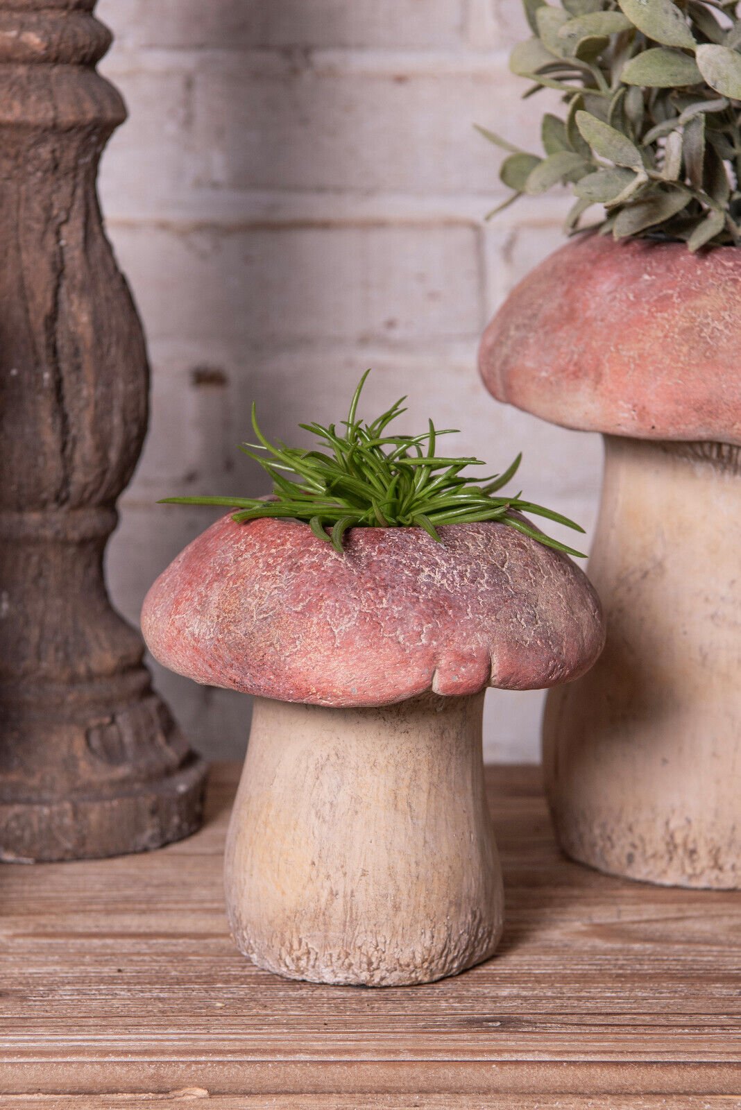 Herbstlicher Pilz Blumentopf & Kerzenhalter - Steinguss Deko Ø 15cm {{ Shabby Chic und Landhaus Deko }} {{ www.Stein-Alt.de }}