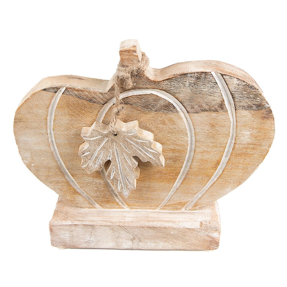 Kürbis Deko Holz Herbst - Ahornblatt Figur Herbstdekoration Halloween stehend {{ Shabby Chic und Landhaus Deko }} {{ www.Stein-Alt.de }}